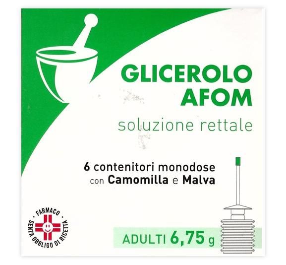 Glicerolo af, adulti 6,75g soluzione rettale 6 contenitori monodose con camomilla e malva