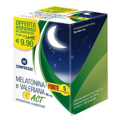 Melatonina act +forte 5 complex e valeriana act 45mg 60cpr